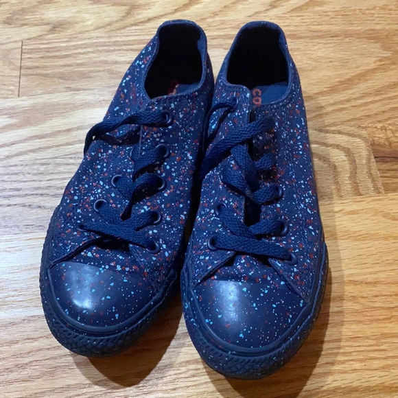 Converse Big Boy Size 1 Chuck Taylor Splatter Casual Sneaker Low Top‎ Paint Blue - Picture 3 of 8